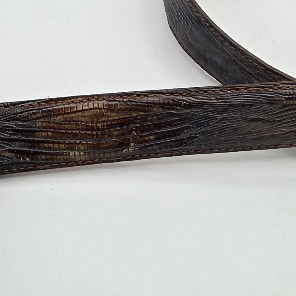 Martin Dingman Belt Mens 36 Brown Genuine‎ Lizard Exotic Classic Luxury Designer